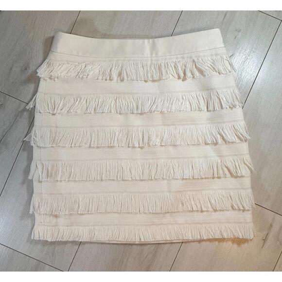 The Limited Dresses & Skirts - The Limited Fringe Beige Mini Skirt Size 0